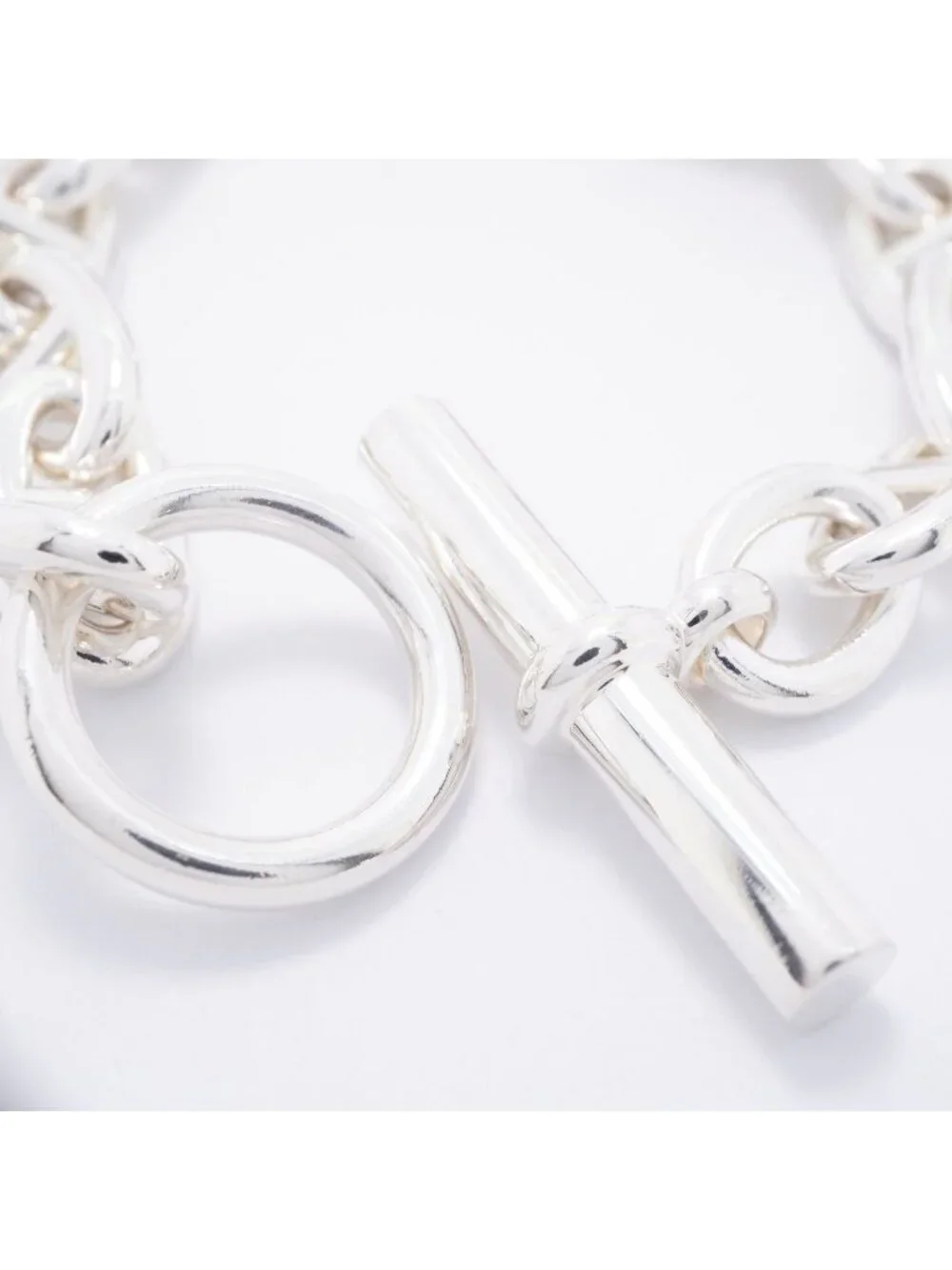 Hermes Bre T Chaine D'ancre GM Silver Bracelet